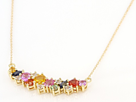 Pre-Owned Multi-Color Sapphire 10k Yellow Gold Necklace 1.45ctw