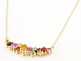 Pre-Owned Multi-Color Sapphire 10k Yellow Gold Necklace 1.45ctw