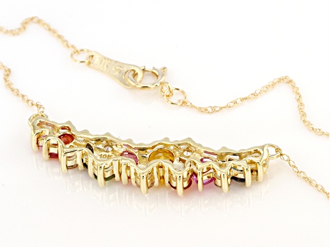 Pre-Owned Multi-Color Sapphire 10k Yellow Gold Necklace 1.45ctw