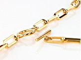 Pre-Owned 18k Yellow Gold Over Bronze Paperclip Toggle Necklace With Leopard Enamel Drop