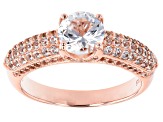 Pre-Owned White Lab Created Sapphire 18k Rose Gold Over Sterling Silver Ring 1.70ctw