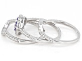 Pre-Owned Blue Tanzanite Rhodium Over Sterling Silver Ring Set of 3 1.10ctw
