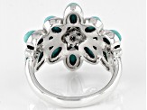 Pre-Owned Blue Turquoise Rhodium over Sterling Silver Ring