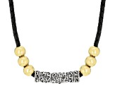 Pre-Owned Mens Rhodium And 18k Gold Over Silver Necklace With 20" Leather Cord