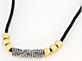 Pre-Owned Mens Rhodium And 18k Gold Over Silver Necklace With 20" Leather Cord