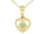 Pre-Owned Green Peridot 10k Yellow Gold Childrens Heart Pendant With Chain .11ct