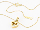 Pre-Owned White Zircon 10k Yellow Gold Childrens Heart Pendant With 12" Rope Chain .13ct