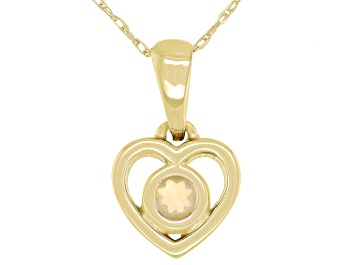 Picture of Pre-Owned Multi Color Ethiopian Opal 10k Yellow Gold Childrens Heart Pendant With 12" Rope Chain .07
