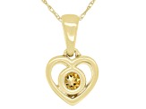 Pre-Owned Golden Citrine 10k Yellow Gold Childrens Heart Pendant With 12" Rope Chain .10ct