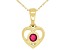 Pre-Owned Red Mahaleo® Ruby 10k Yellow Gold Childrens Heart Pendant With Chain .13ct