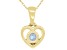 Pre-Owned Blue Aquamarine 10k Yellow Gold Childrens Heart Pendant With 12" Rope Chain .11ct