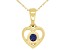 Pre-Owned Teal Lab Created Alexandrite 10k Yellow Gold Childrens Heart Pendant With 12" Rope Chain .