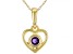 Pre-Owned Purple African Amethyst 10k Yellow Gold Childrens Heart Pendant With 12" Rope Chain .10ct
