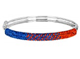 Pre-Owned Blue And Orange Crystal Rhodium Over Brass Bracelet