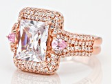 Pre-Owned Pink & White Cubic Zirconia 18k Rose Gold Over Sterling Silver Ring 7.56ctw