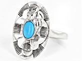 Pre-Owned Blue Sleeping Beauty Turquoise Rhodium Over Silver Owl Ring