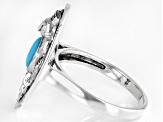 Pre-Owned Blue Sleeping Beauty Turquoise Rhodium Over Silver Owl Ring