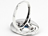 Pre-Owned Blue Sleeping Beauty Turquoise Rhodium Over Silver Owl Ring