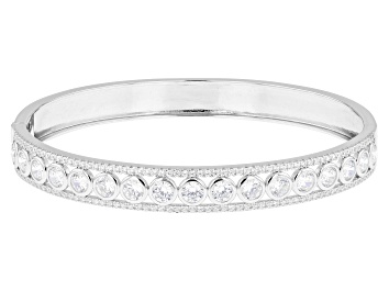 Picture of Pre-Owned White Cubic Zirconia Rhodium Over Sterling Silver Bangle 5.16ctw