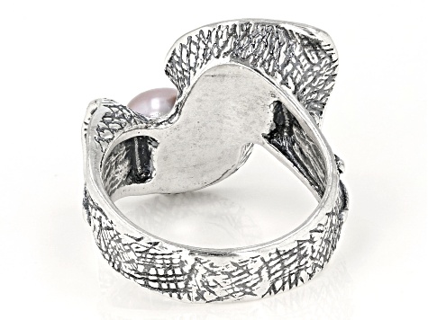 Pre-Owned White & Pink Cultured Freshwater Pearl Sterling Silver Ring