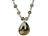 Pre-Owned Gray Labradorite Rhodium Over Sterling Silver Beaded Necklace