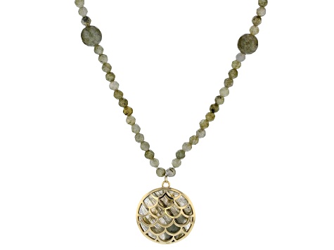 Pre-Owned Gray Labradorite 10k Yellow Gold Necklace