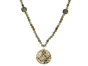 Pre-Owned Gray Labradorite 10k Yellow Gold Necklace