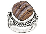 Pre-Owned Brown Hickoryite Silver Dragonfly Ring