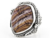 Pre-Owned Brown Hickoryite Silver Dragonfly Ring