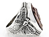 Pre-Owned Brown Hickoryite Silver Dragonfly Ring
