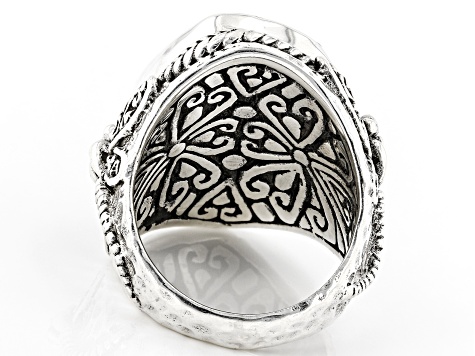 Pre-Owned Brown Hickoryite Silver Dragonfly Ring