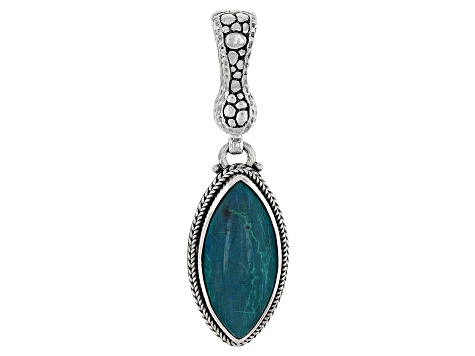 Pre-Owned Green Chrysocolla Sterling Silver Watermark Pendant