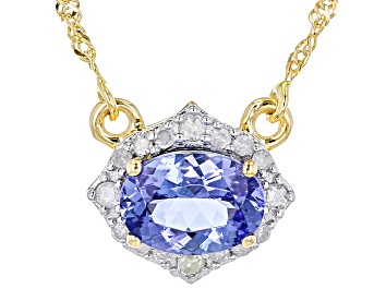 Picture of Pre-Owned Blue Tanzanite 10K Yellow Gold Necklace 0.73ctw