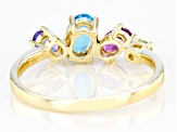 Pre-Owned Mixed Gemstone 14k Yellow Gold Ring .94ctw