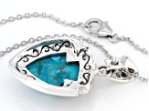 Pre-Owned Blue Turquoise Rhodium Over Silver Arrow Pendant With Chain