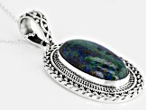 Pre-Owned Azurmalachite Sterling Silver Pendant W/ Chain