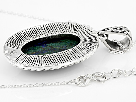 Pre-Owned Azurmalachite Sterling Silver Pendant W/ Chain