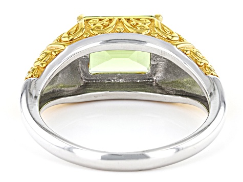 Pre-Owned Green Peridot 18k Yellow Gold Over Sterling Silver Two-Tone Ring 2.00ct