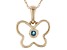 Pre-Owned London Blue Topaz 10k Yellow Gold Childrens Butterfly Pendant With Chain .03ct