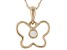 Pre-Owned White Zircon 10k Yellow Gold Childrens Butterfly Pendant With Chain .06ct