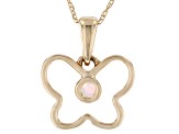 Pre-Owned Multi Color Ethiopian Opal 10k Yellow Gold 12" Childrens Butterfly Pendant With Chain 0.04