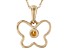 Pre-Owned Golden Citrine 10k Yellow Gold Childrens Butterfly Pendant With Chain .03ct