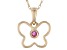 Pre-Owned Red Mahaleo® Ruby 10k Yellow Gold Childrens Butterfly Pendant With Chain .04ct