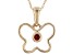 Pre-Owned Red Garnet 10k Yellow Gold Childrens Butterfly Pendant With Chain .04ct