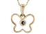 Pre-Owned Teal Lab Created Alexandrite 10k Yellow Gold Childrens Butterfly Pendant With Chain .03ct