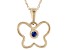 Pre-Owned Blue Sapphire 10k Yellow Gold Child's Butterfly Pendant With Chain .03ct