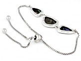 Pre-Owned Abalone Shell Rhodium Over Sterling Silver Bolo Bracelet