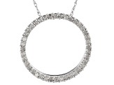 Pre-Owned White Diamond 10k White Gold Circle Pendant With 18" Rope Chain 0.50ctw