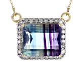 Pre-Owned Bi-Color Fluorite And White Diamond 14k Yellow Gold Necklace 4.59ctw