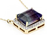 Pre-Owned Bi-Color Fluorite And White Diamond 14k Yellow Gold Necklace 4.59ctw